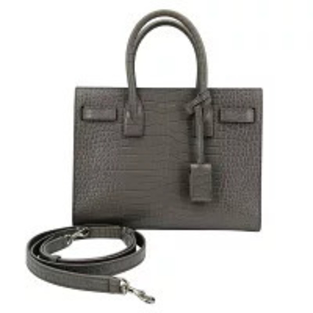 Saint Laurent Sac de Jour Baby Gray Crocodile Embossed Matte Leather Handbag